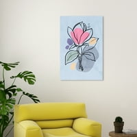 Уинууд студио Канвас цветя в Блум синьо флорални и ботанически флорални цветя стена изкуство платно печат Розово светло жълто 20х30