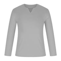Просвет за спестявания за есен за мъжки зимни върхове, мъже ежедневни риза твърди дълги ръкави с v-образно пуловернови топове на блуза