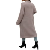 Hirigin жени с дълъг ръкав плетен кардиган моден масивен цвят свободен дълъг стил палто с джобове