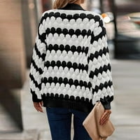 Yubatuo Дамски пуловери женски цвят контраст плетен жилетка за жени бели m