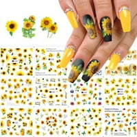 Стикер за нокти за нокти на фриджа златен слънчоглед пеперуда цветен стикер за нокти