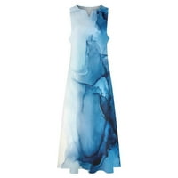 препоръчителна кафява рокля Дамски ежедневни в врата Дълъг ръкав ударени Висока талия разрохка линия диференцирани мини рокля синьо с