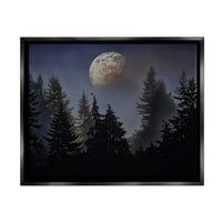 Ступел индустрии нощно небе луна над дървета снимка реактивен Черен плаващ рамка платно печат стена изкуство, дизайн от Минди Сомърс