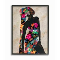 Ступел индустрии елегантна женска тропическа флорална рокля сила поза рамкирани стена арт дизайн от Алонсо Сондърс, 16 20