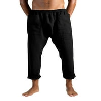 Пфайзер Мъжки панталони хлабав годни панталони джобове ластик дъна Черно 3хл