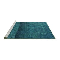 Ahgly Company Machine Wareable Indoor Rectangle Persian Turquoise Blue Bohemian Area Rugs, 7 '9'