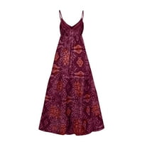 Bazyrey Fomen's Ressions Summer Lealecess Maxi рокли женски флорални ежедневни рокли Purple XL