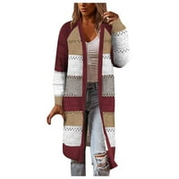 Кардиган за жени Кардиган удобен стилен шев на пуловер с дълъг ръкав Небрежно дълъг жилетка S