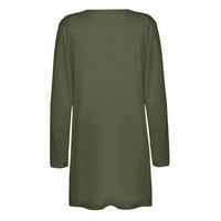 Миаилима Армия зелена жилетка за жени жилетка за жени случайни жени лек отворена предна жилетка плътен мек Дълъг ръкав пуловер с джобове