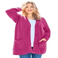Жена в рамките на женския плюс размер на пуловер с дълъг ръкав на шейкър пуловер