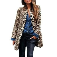 vbnergoie жени леопард зима топло ново вятърно палто жилетка леопардов печат с дълъг палто облекло за възрастна жена яке за запалване