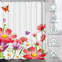 Летна пеперуда серия от цветя цифров печат завеса за душ, полиестер водоустойчив и устойчив на плесен суха и мокра завеса за душ, *, с куки