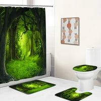 3D естествен пейзаж горски печат завеса за душ с неплъзгаща се тоалетна капак на капака мат водоустойчив екран за къпане домашен декор