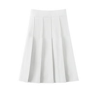 Дамски момичета солидна плисирана пола Основна пола на пола за дизайн на линия бяла xl
