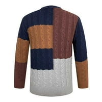 Мъжки жилетка пуловер V Врат Небрежно меко кардиганско яке с дълъг ръкав с плетец пуловер цветен блок отгоре