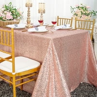 Сватбени бельо Inc. 90 '' 156 Правоъгълна пайети Taffeta покривка - руж розово розово злато