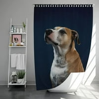 Sonernt Син фон Златен ретривър куче душ завеса полиестер тъкан баня завеса водоустойчив душ завеси за декор на банята бързо сухо с куки