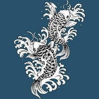 Кой татуировка морско синьо Графичен пуловер качулка-дизайн от хората
