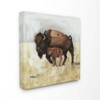 Ступел индустрии Бъфало семейство тундра пейзаж кафяво животно живопис платно стена изкуство от Джейкъб Грийн