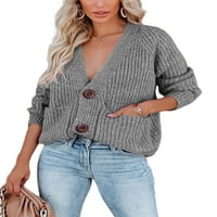 Glonme жени жилетка пуловер Бутон за външни плочки дълъг ръкав пуловери