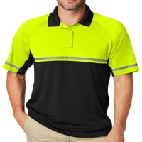 Мъжка поло риза с висока видимост-безопасна жълта черна, 4ХЛ