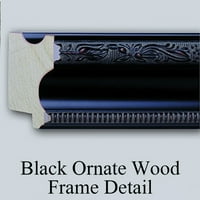 Брада черна богато украсена дървена рамка Двойно матиран музеен печат, озаглавен - Драмата на небесата