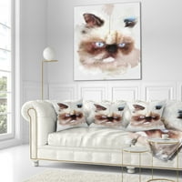 Дизайнарт ядосан Кафяв акварел котка скица - животно хвърлят възглавница-16х16
