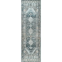 нулум Мелани Реколта Медальон бегач килим, 2 '6 6', Светло синьо