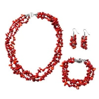 Магазин LC комплект червени коралови гривни Обеци за гривни за жени Колие 8 -20 Подаръци