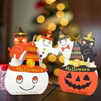 Jiaroswwewewei Ghost Print Gift Bo Bo-привличаща котка форма Смешна декоративна хартия Хелоуин тематични бонбони Бо за парти