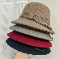 Cocopeaunts Дами шапка с кофа проста плътна вълна зимни шапки за жени аксесоар с регулируем широк фент лента