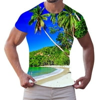 Мъжки Тениски Просто Личност Мода Случайни Хавайски Плаж Природа Отпечатани О-Врата С Къс Ръкав Тениска Мъжки Проста Работа Офис Улично Облекло