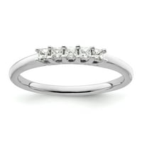 0,25ct. CZ Solid Real 14k бяло злато 5-каменна сватбена лента пръстен