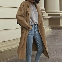 Стилно яке за жени модни дълги ръкави с двоен бутон вълнено палто есен и зима