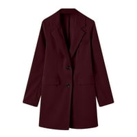 Sawvnm плюс размер палто жени Бизнес облекло от твърд цвят дълъг ръкав с еднократно отслабване на жилетка от палто от най -добри разходи спестяване на вино l