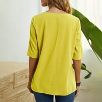 Dridf Излизане на ризи за жени ежедневно бельо с половин ръкав туника върхове модерни разцепени асиметрични подгъва блуза тройник